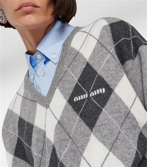 miu miu argyle sweater|miumiu cashmere sweater.